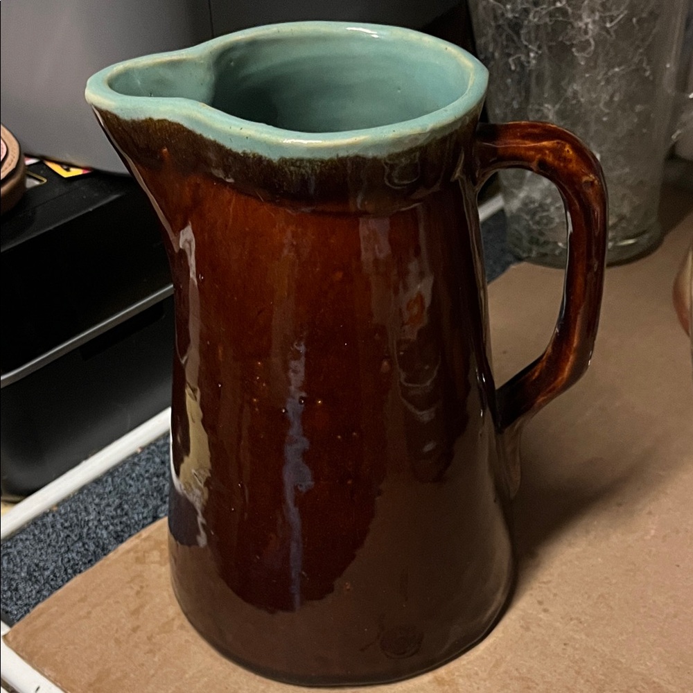 Handcrafted Ceramic Pitcher - Brown and Green